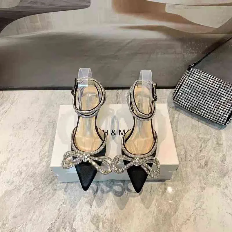 Diamantes de imitación con adornos de cristal Zapatos de noche Carrete Tacones Sandalias Mujer Tacón Luxurys Diseñadores Zapato de vestir