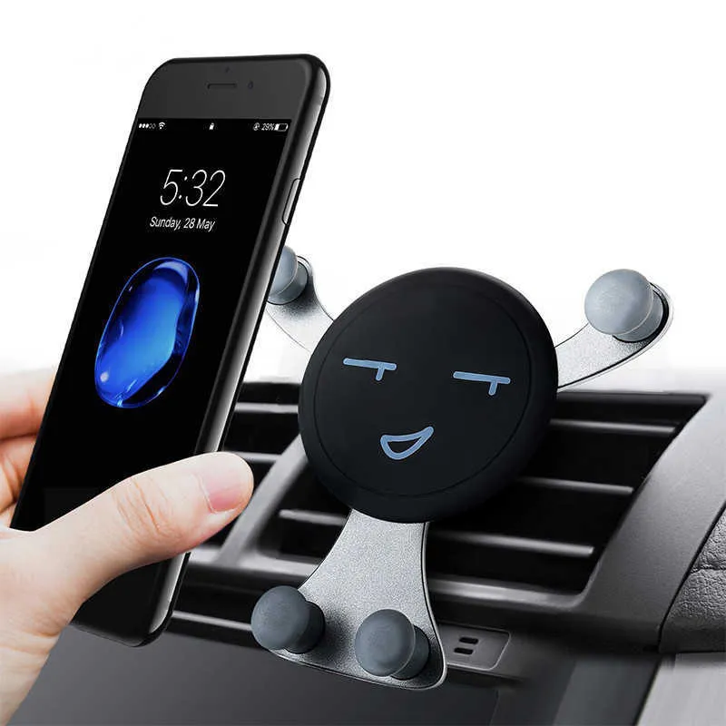 Автомобильный держатель телефона Air Vent Clip Clip Smile Face Mount Mobile Clele Stand GPS Поддержка для iPhone 12 Pro Max