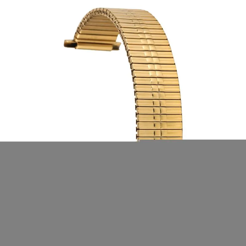 Bandas de reloj 22 mm Correa de acero inoxidable de oro plateado Práctica longitud estirable Ninguna hebilla Relojes Banda Reemplazo impermeable Ca214P