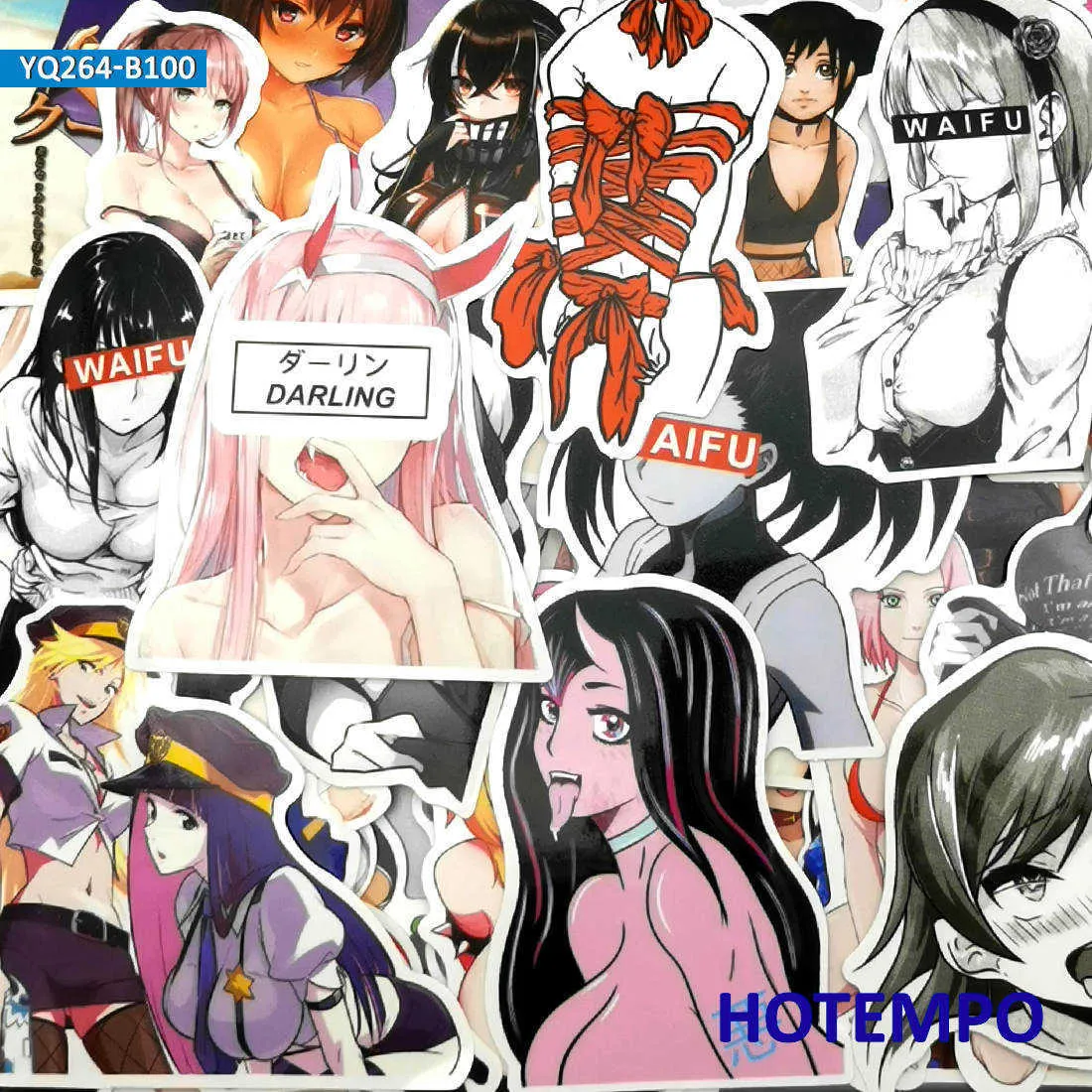 100 adet Anime Seksi Güzellik Bikini Bunny Kız Manga Waifu Telefon Dizüstü Motosiklet Araba Çıkartmaları Otaku Refah Kaykay Sticker Araba Için