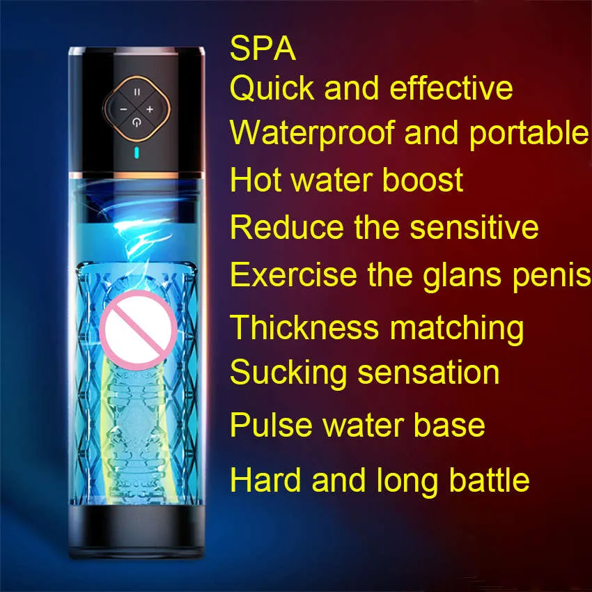 Wasserbad Elektrisches Sexspielzeug für Männer Extender Vakuumvergrößerung Enhancer Verzögerungstraining mit Spa Adult1220357
