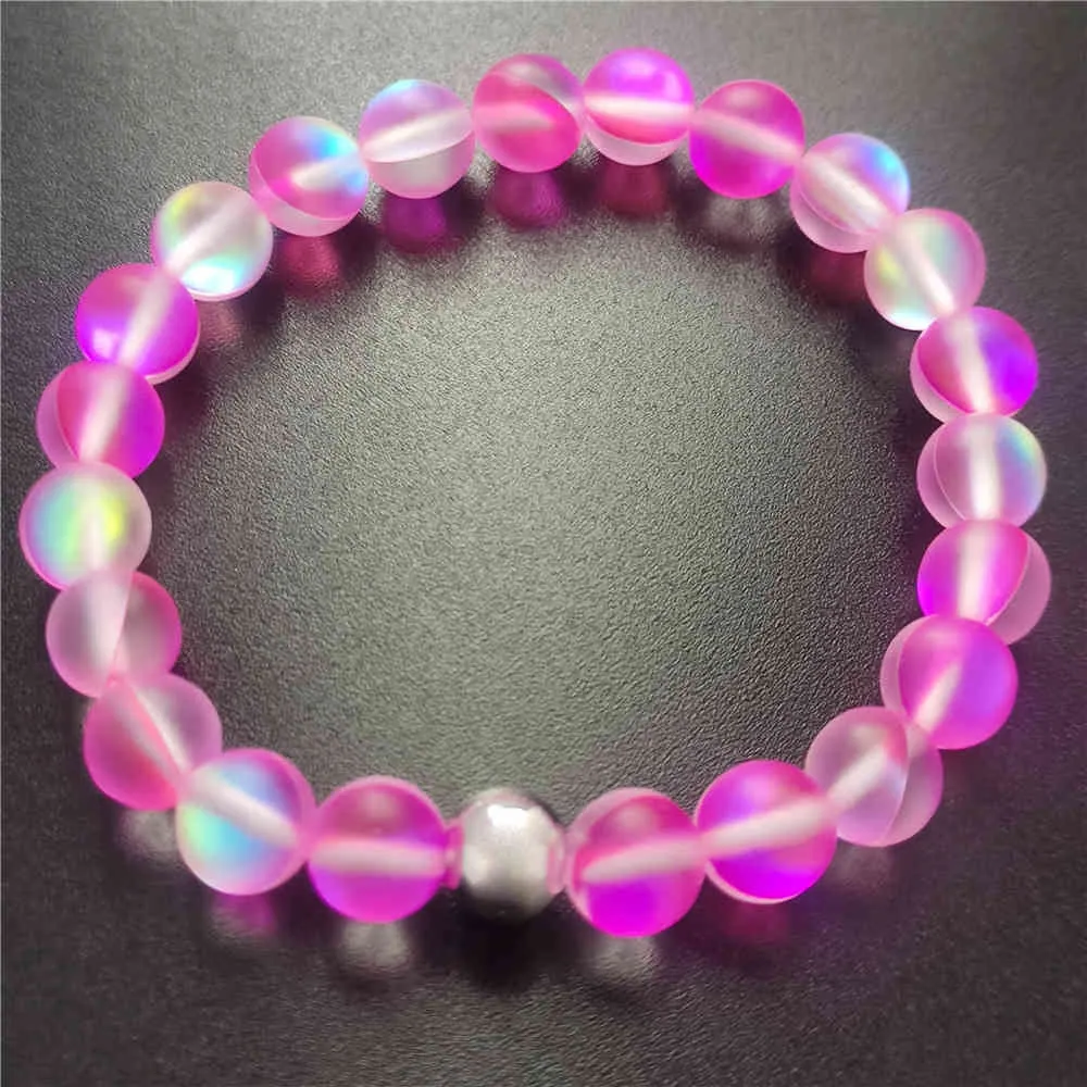 Bracelet de perle en verre coloré Bracelet de perle élastique de pierre flash 8 mm