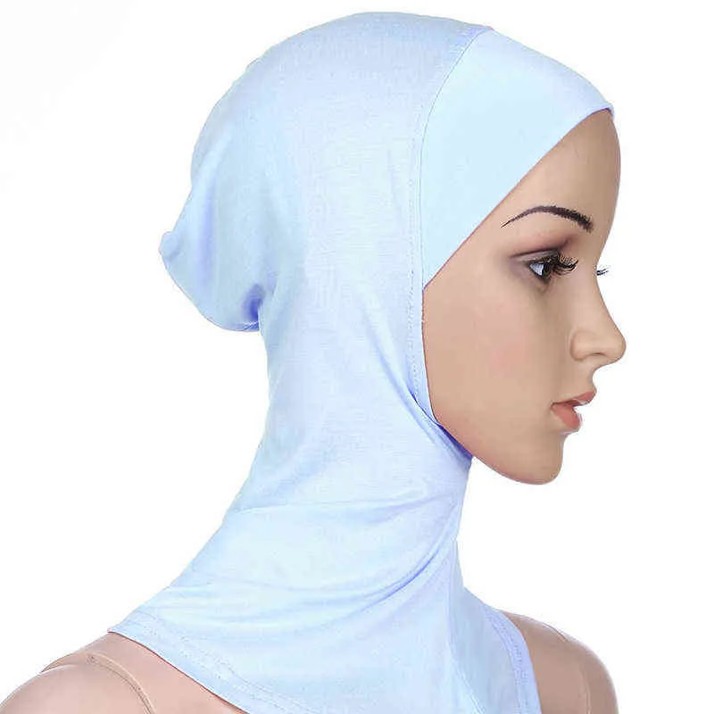 1 sztuk Hidżab Szalik Czysty Kolor Muzułmańska Czapka Pełna Okładka Wewnętrzna Hidżab Head Neck Head Modal Wraped Cap Kobiety Szaliki 35 * 24 cm Y220228