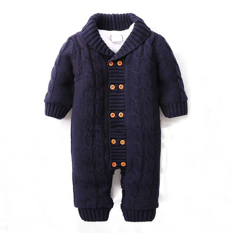 Bärenführer Baby Kinder Herbst Kostüm geboren Jungen Winter Langarm Strick Strampler Baby Mädchen Solide Schwergewicht Casual Pullover 210708