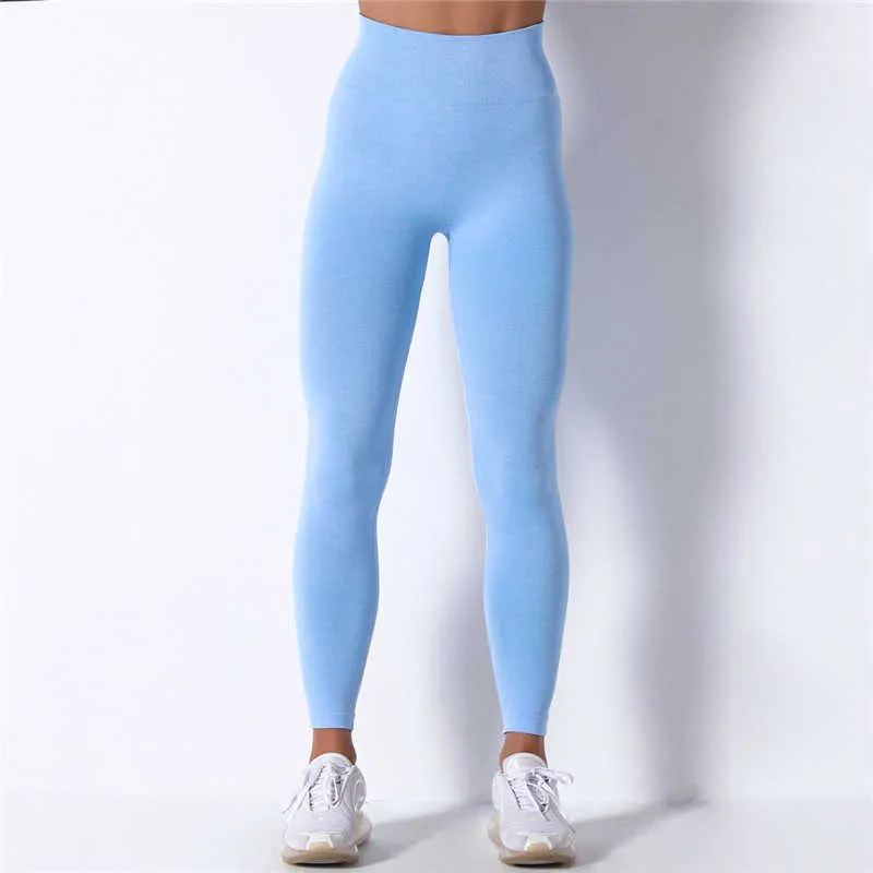 Nessaj 20% Spandex Seamless Leggings Women Sports Fitness Clothes Scrunch Butt Gym High Waist Pants Booty Workout 210925