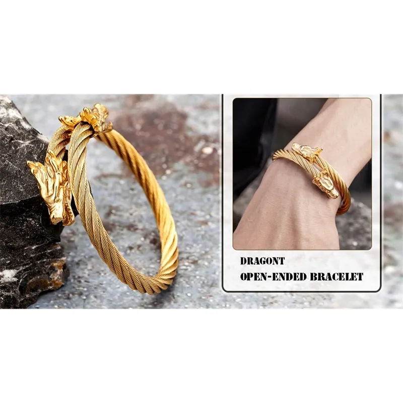 Bracelet doré filaire en acier punk coulé robinet en acier inoxydable ouvrant des femmes masculines viking bracelet à la mode pour filles cadeau 211227272y