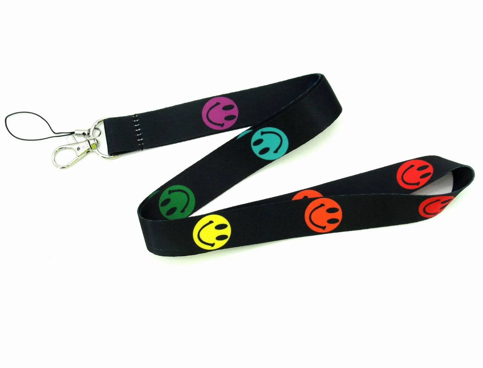 Cartoon Smiley Pattern Lanyards ID Card Pass Mobile Phone Straps Badge Key Holder Lanyard Keychain