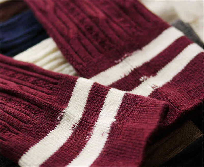 Women Stocking Knit Cotton Over The Knee Stocking Striped Thigh High Stocking Autumn Wear Y1119