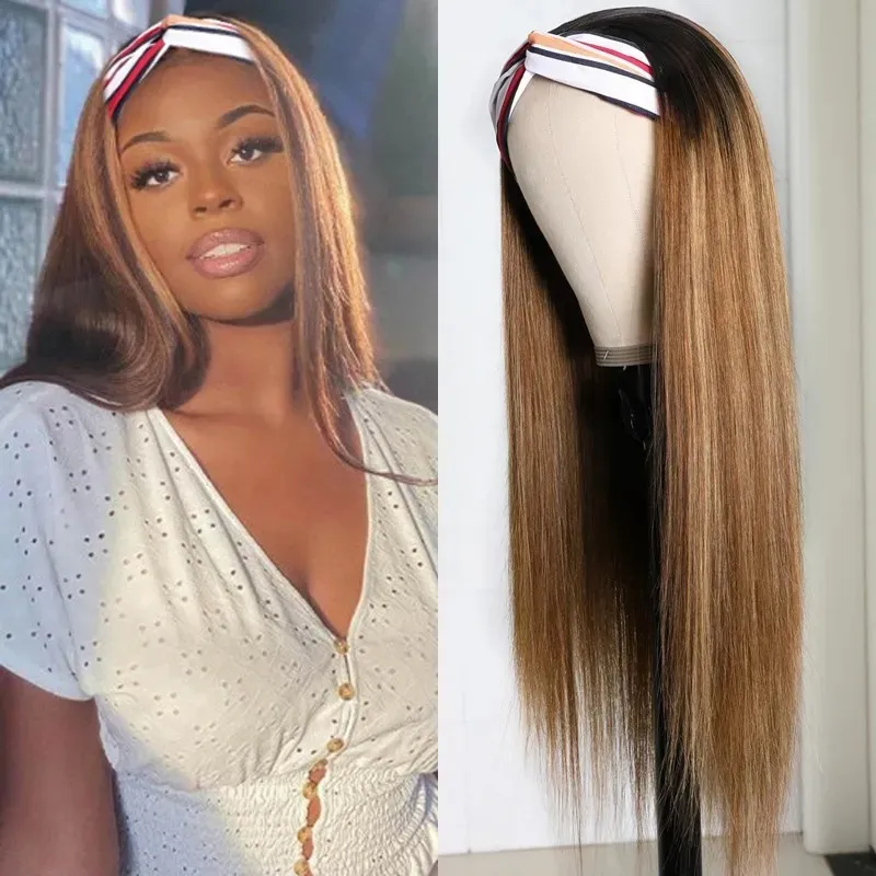 16 ~ 24 inches huvudband syntetisk peruk simulering mänskliga hår peruker för vita och svarta kvinnor pelucas jc0045