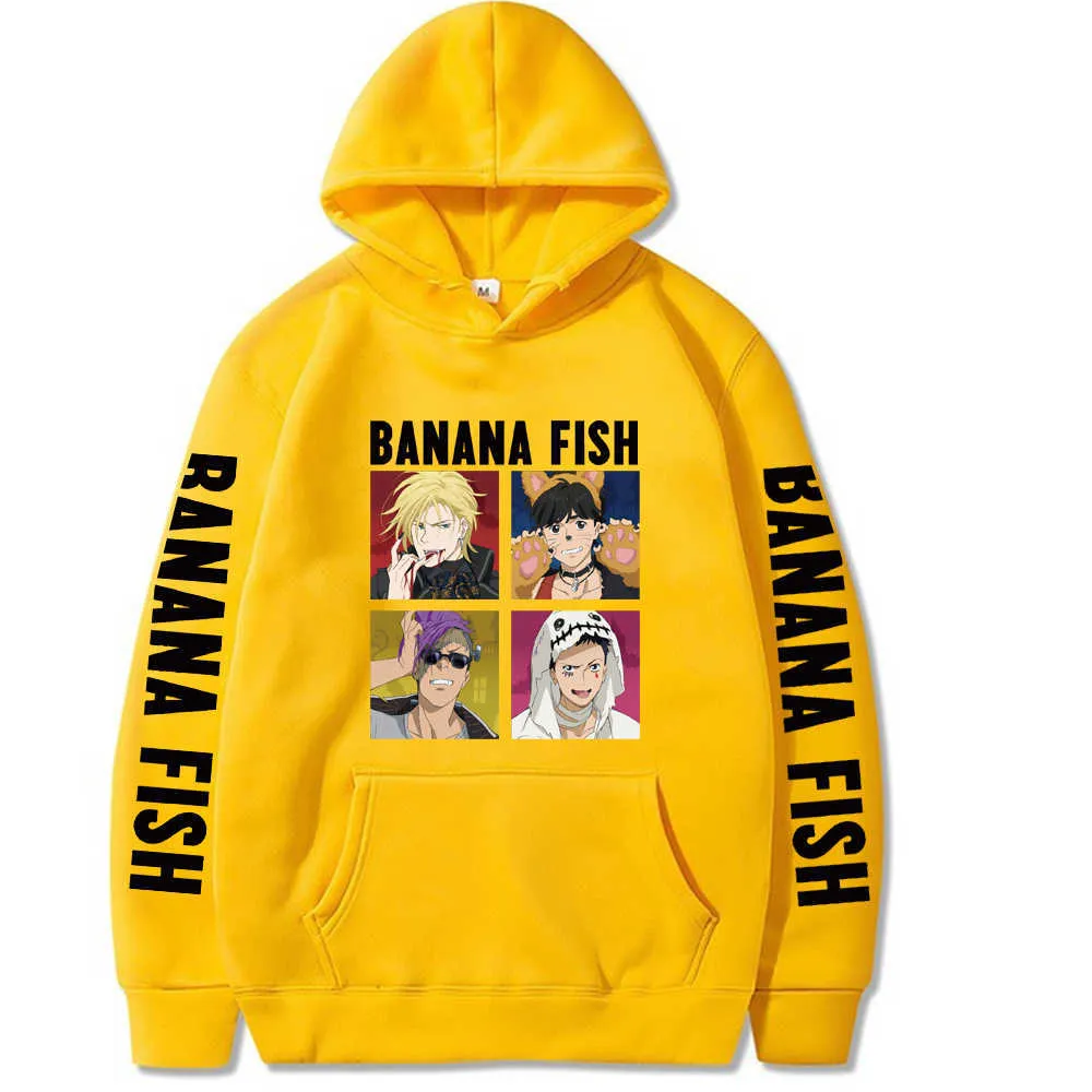 Felpa con cappuccio Banana Fish Felpa Harajuku Streetwear Felpa Hip Hop Uniex Panni Y0804