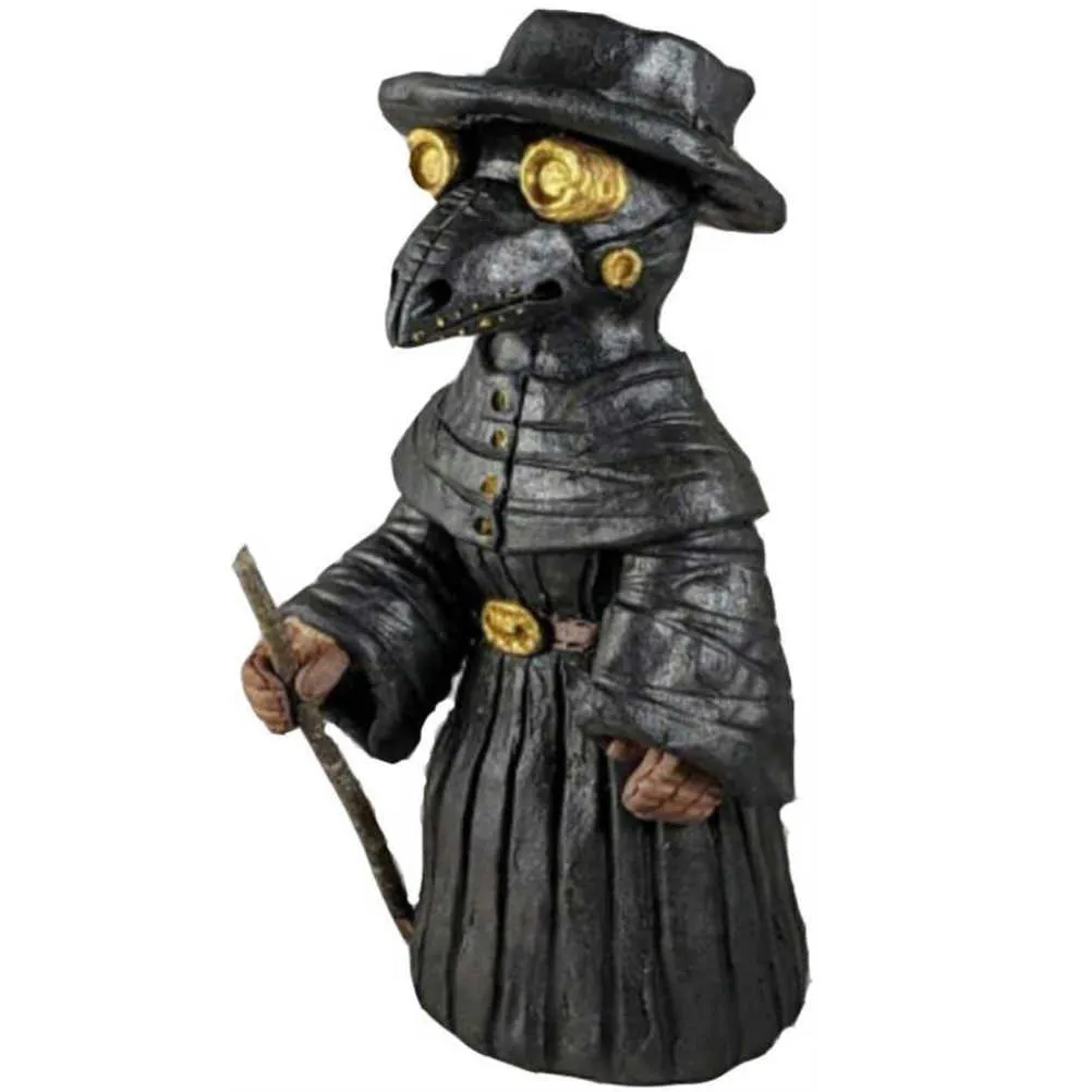 Incense Plague Doctor Doll Cone Resin Ornament for Home Office Handicraft Decoration 210811