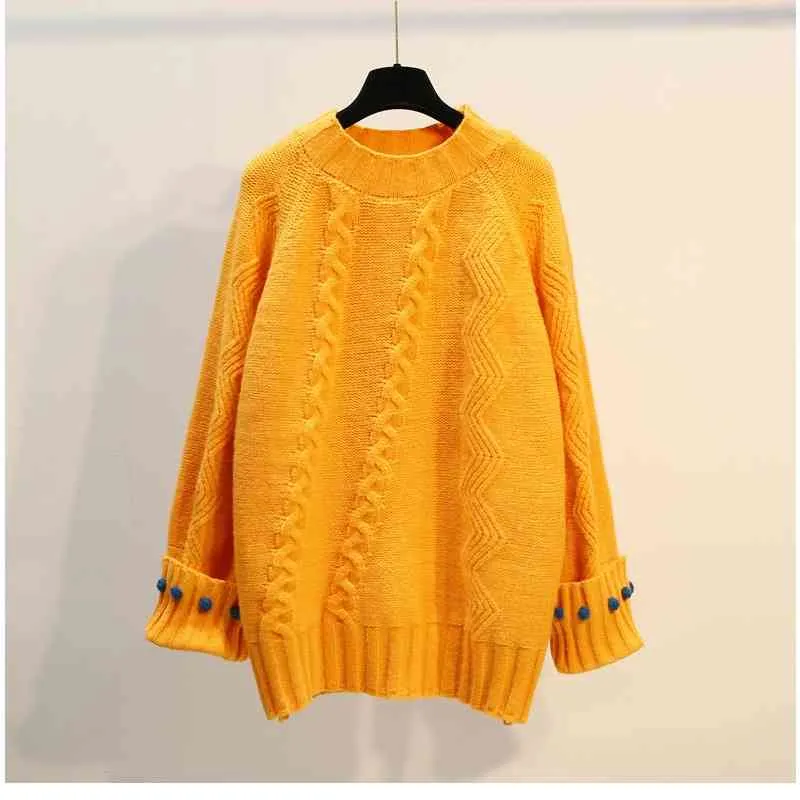 H.SA inverno camisolas de malha e jumpers para mulheres superdimensionadas pulôver amarelo outwear coreano coreano longos tops feminino 210417