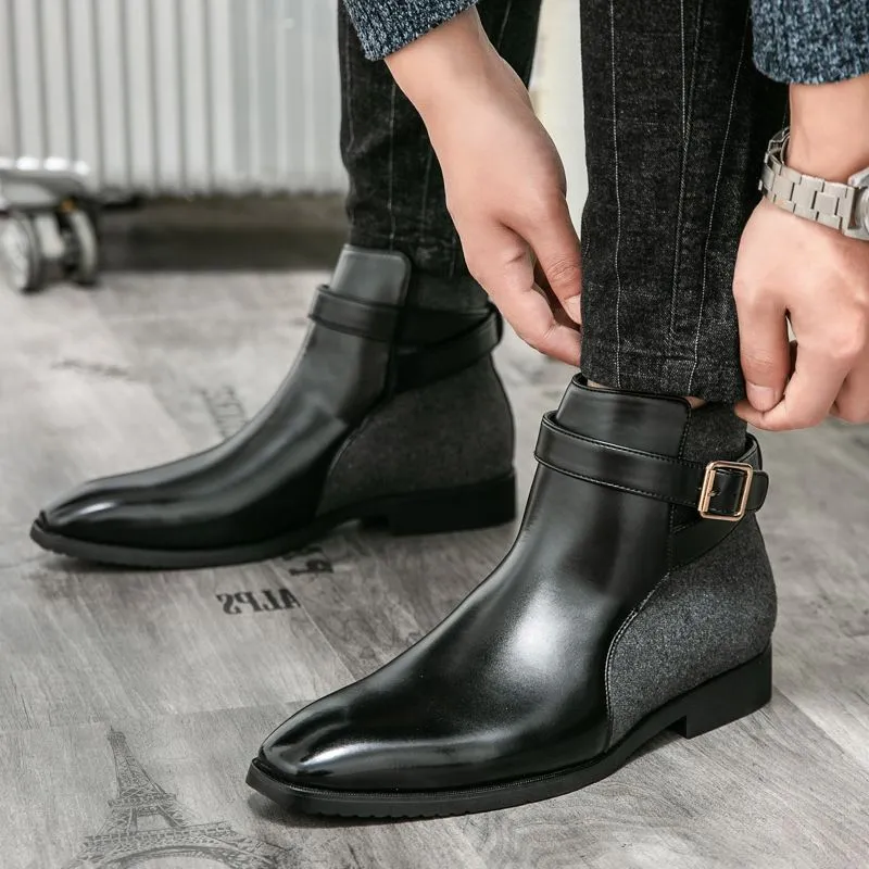 Men Shoes 2021 New Spring Autumn Botines Boots Buckle Ankle Slip