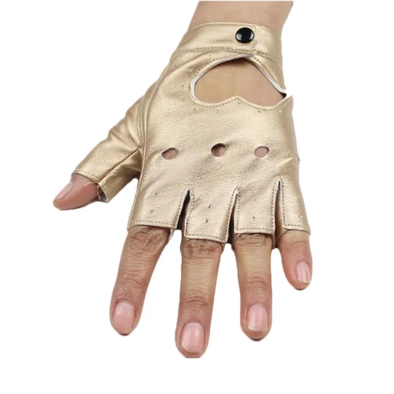 5本の指の手袋の男性女性ドライブパンクショートレザーハーフフィンガーダンスモーターサイクルサマーファッションソリッドカラーヒョウmitten287z