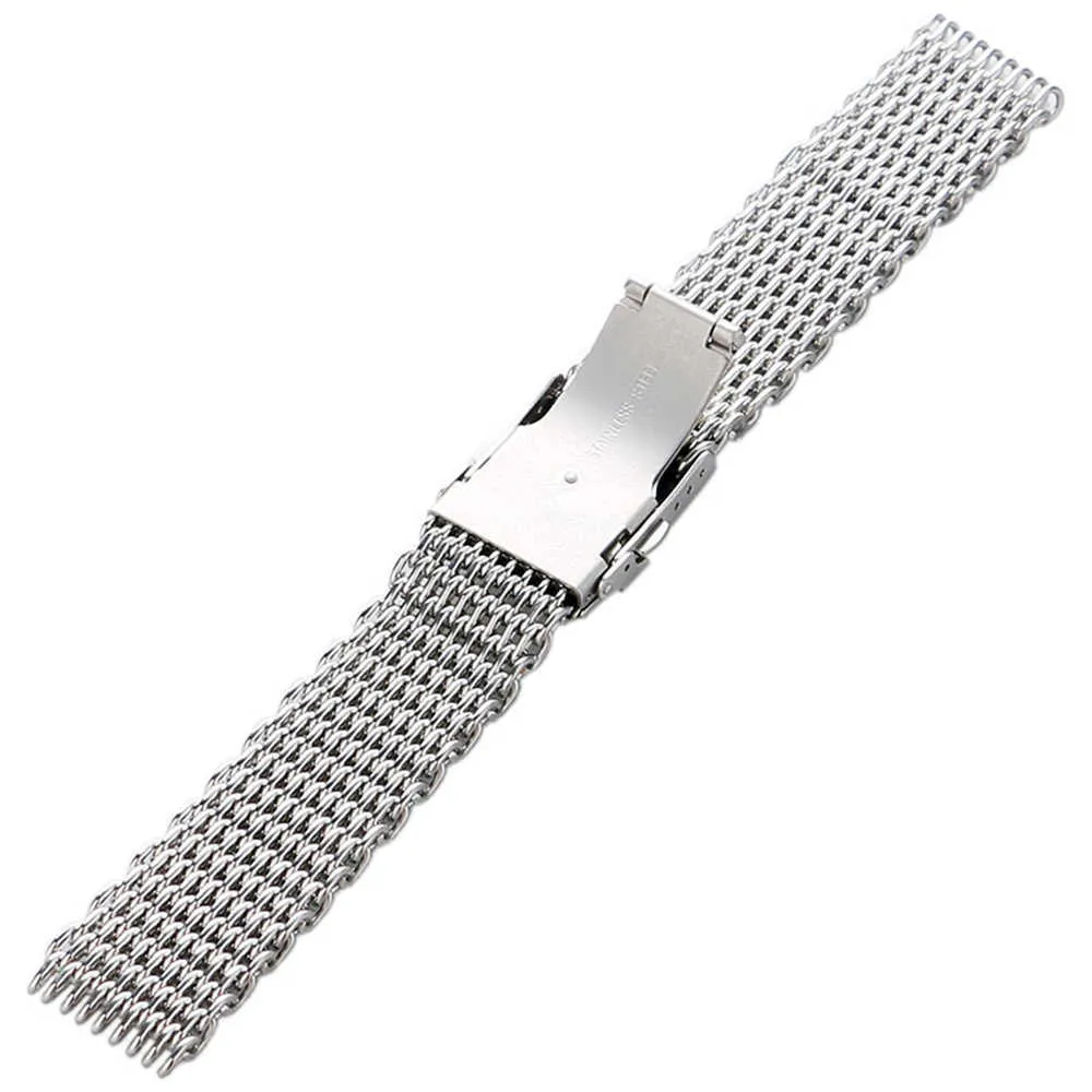 18mm 20mm 22mm 24mm zilveren horloge armband rvs band verstelbare mesh vervanging riem praktische horlogebanden mannen mannelijke H0915