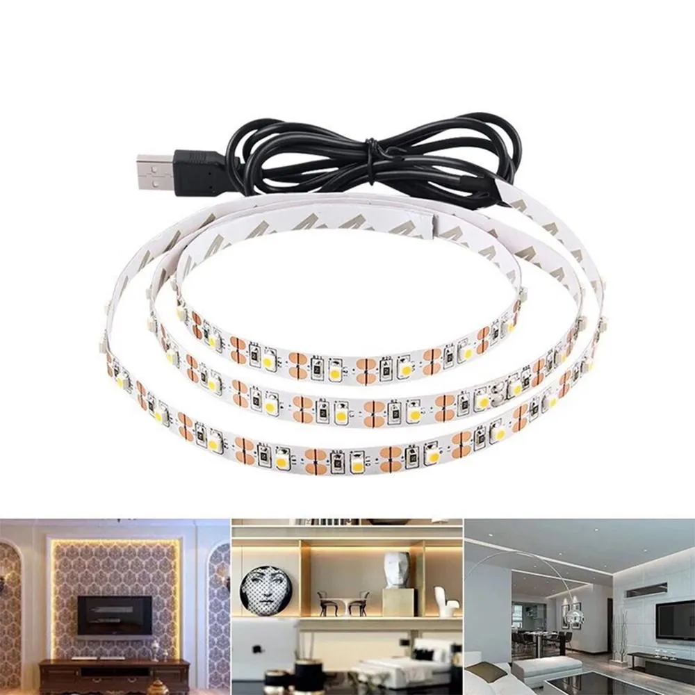 5V 1M 3M 5M USB Cable Power LED strip light lamp SMD 3528 Christmas desk Decor tape For TV Background Lighting