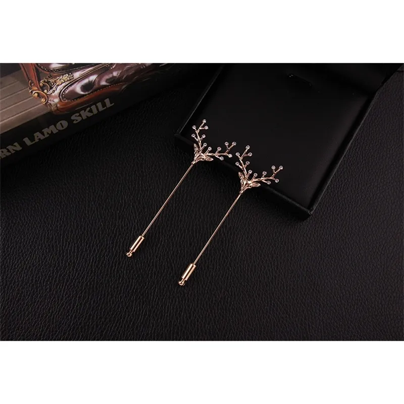 Crystal Leaf Fashion European And American Unisex High-End Micro-Inlaid Gem Pin Brooch Elegant Accessory