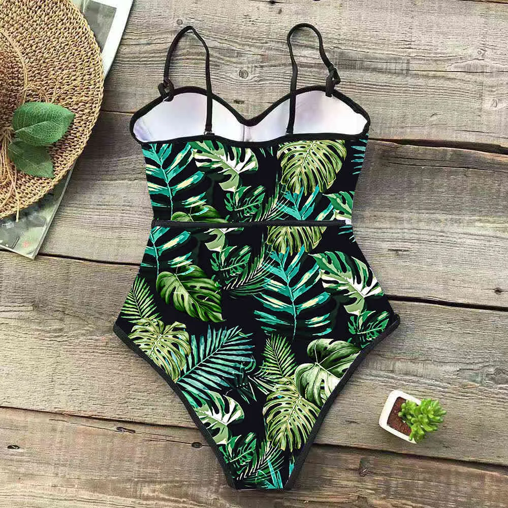Monokini Swimsuit Kobieta seksowna push upędy kąpielowe Kobiety do kąpieli Kąpiec Summer Beachwear Ruffle Swimming Suit 210407