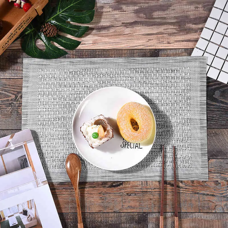 Placemat Exquisite Pvc Tablemat Waterproof Slip-resistant Heat Insulation Dining Table Mat Disc Pads Bowl Pad 210423