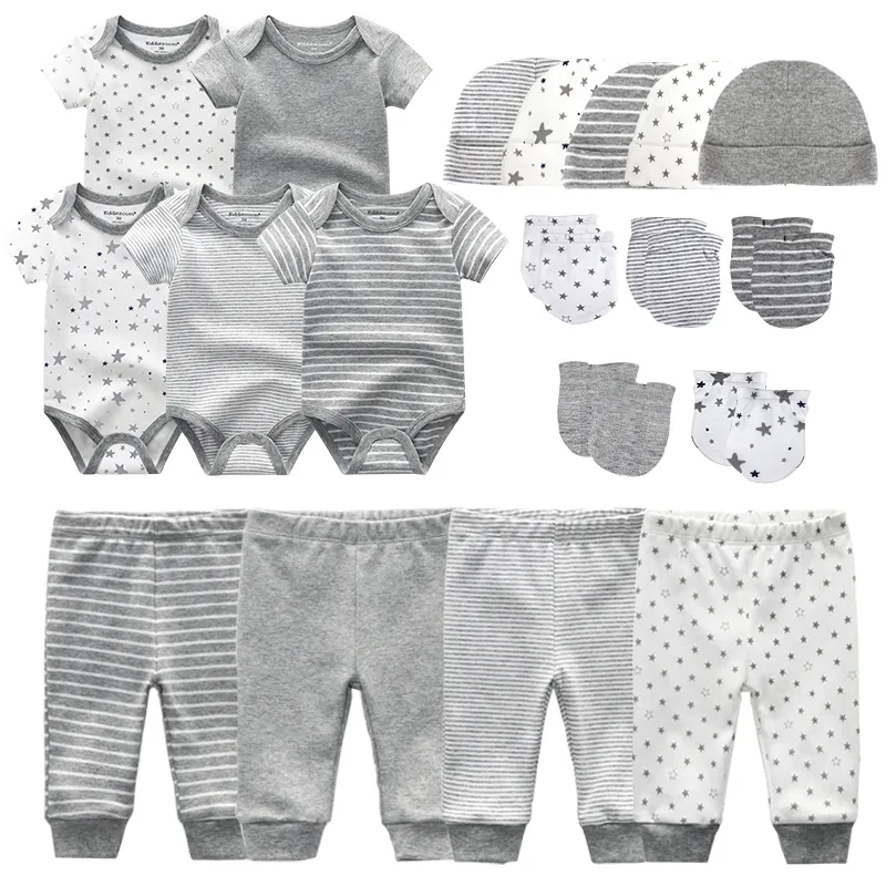 0-6 Months born Set Baby Boy Clothes Suit Jumpsuits+Pants+Hat+Gloves Infant Girl Birth Outfit ropa Onsies Sets Summer 220217