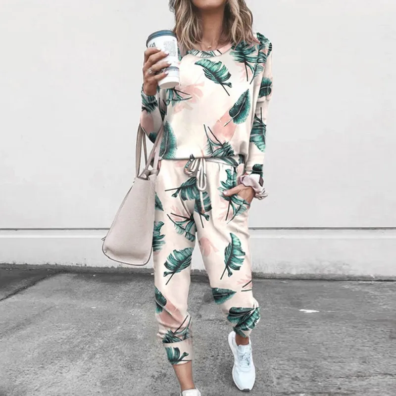 Stars Print Casual Women Two Piece Sets 2020 Nowa Wiosna Jesień Loungewear Damskie Wypoczynek Top Koszula i Poszewki Kieszeń Stroje Zestaw X0428