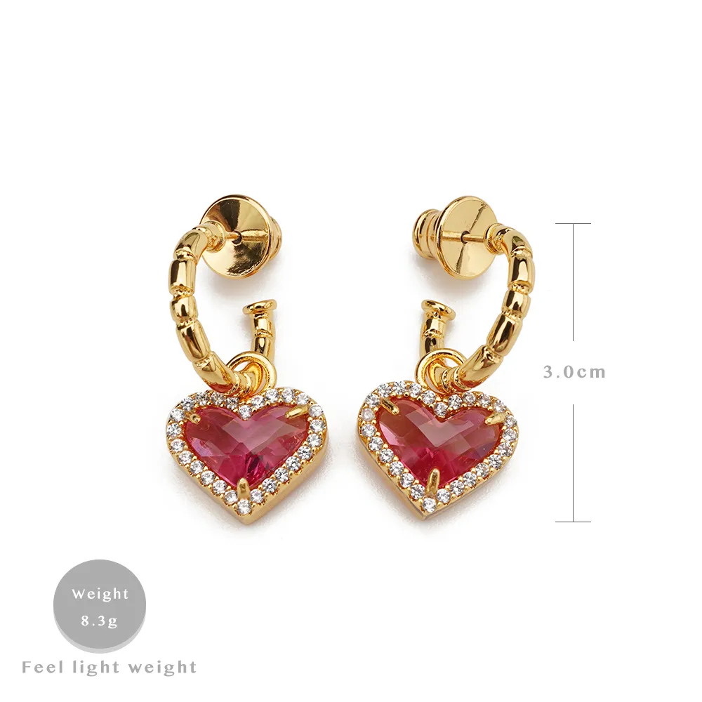 Amorita boutique cuore di cristallo moda donna orecchini pendenti
