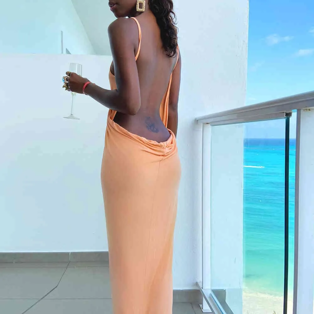 Женщины Spaghetti Relds Backless Maxi Платья пляж Праздник Праздник Платье Сексуальное Асимметричное Длинное Платье Летняя вечеринка PROM Одежда 210517