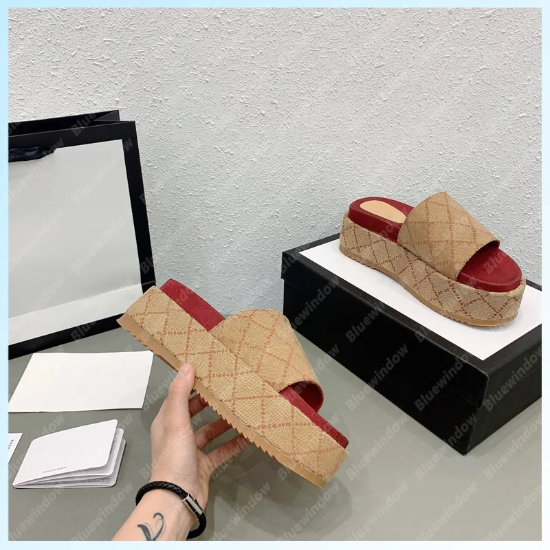 Classic Platform Slides Women Scuffs Slippers Designer Sliders Sandals Luxury Designers Shoes Thong Sandalias Wedges Slide B2106241L