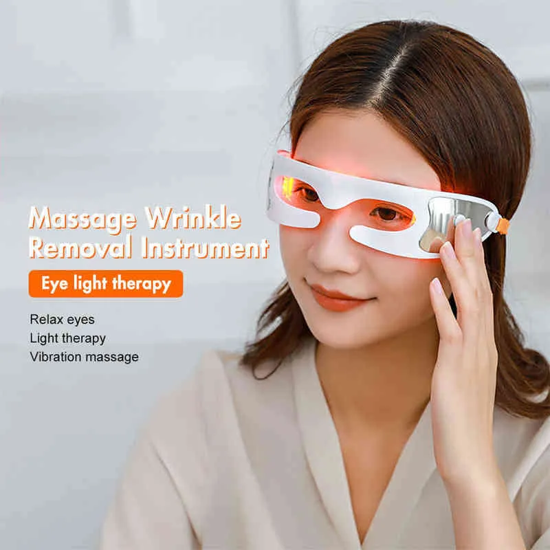 3D LED Light Therapy Maska Mash Massager Ogrzewanie SPA Wibracja twarzy worka do oczu usuwanie Zmęczenie Zmęczenie Usuwanie urody 220110