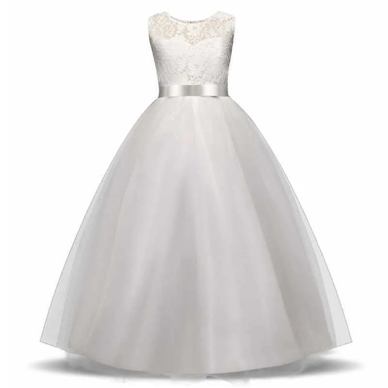 Elegantes Blumenmädchen DrTeenage Weißes formelles Abendkleid für Hochzeit Kinder Mädchen Lange Kleider Kinderkleidung Neue Tutu Prinzessin