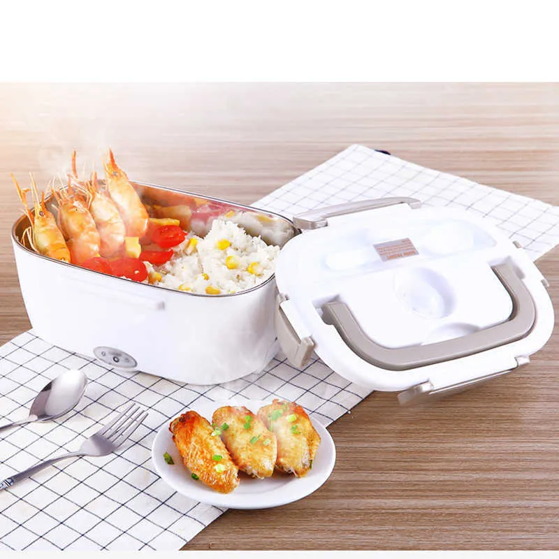12V 24V 220V Stainless Steel Electric Bento Lunch Box Weated Warm Car Thermal Lunchbox Portable Food Container Office School Kid S206M