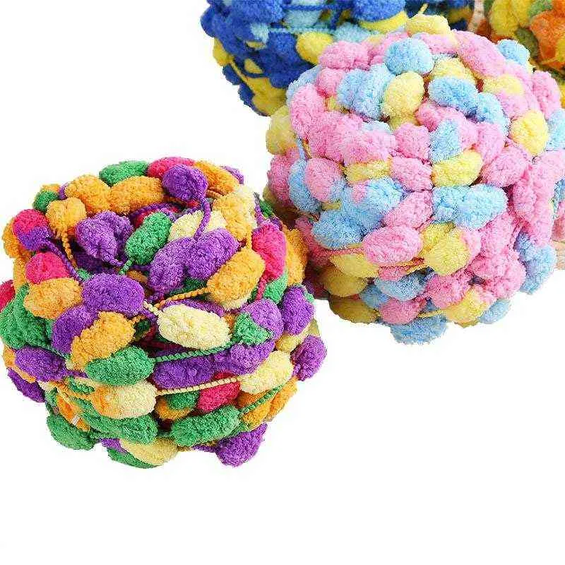 Épais Laine Grand Doux Arc-En-Pom Fil À Tricoter À La Main Crochet Fil pour DIY Couverture Coussin Coloré Pompon Fil FZ375 Y211129