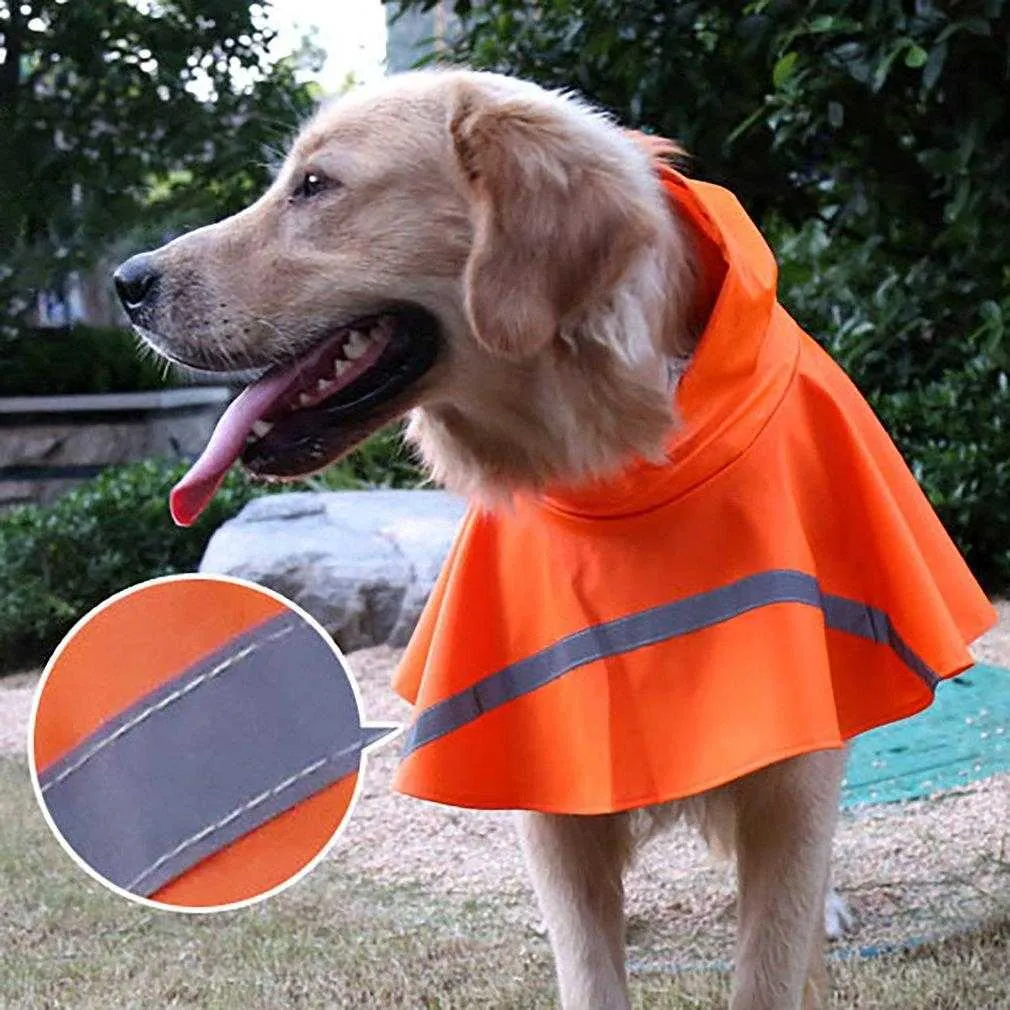 Reflective Tape Dog Raincoat Large Pet Coat Pets Clothes Teddy Bear Big RainCoat Puppy M-XXL 211007