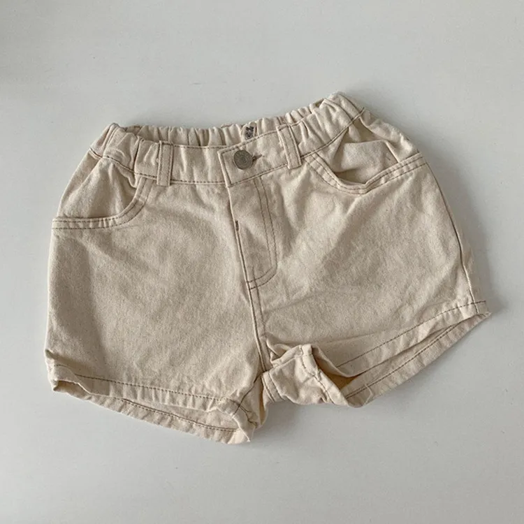 Barns sommar shorts, pojkar och tjejer Lös västerländsk stil enkel ren färg casual pojke 210515