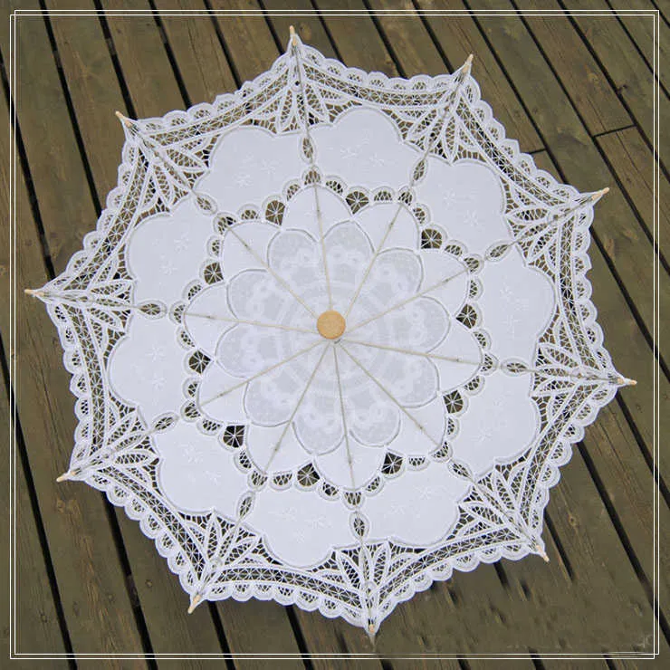 Parasol en dentelle parapluie de mariage élégant parapluie en dentelle coton broderie ivoire Battenburg H10159671704