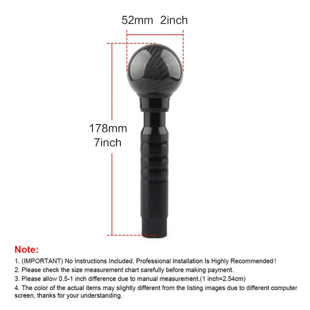 Carbon grain Automatic Transmission Shift Knob Gear Selector Round Ball Button Shifter Knob AT Gearstick Lever Handle Car