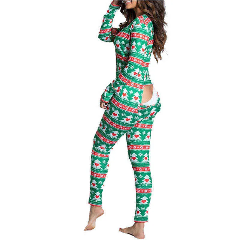 Automne Femmes Home Wear Joyeux Noël Sexy V-Col V-Cou Femme Hiver Full Sleeve Femme Sleep Lounge Pyjama Ensembles C3267 211215