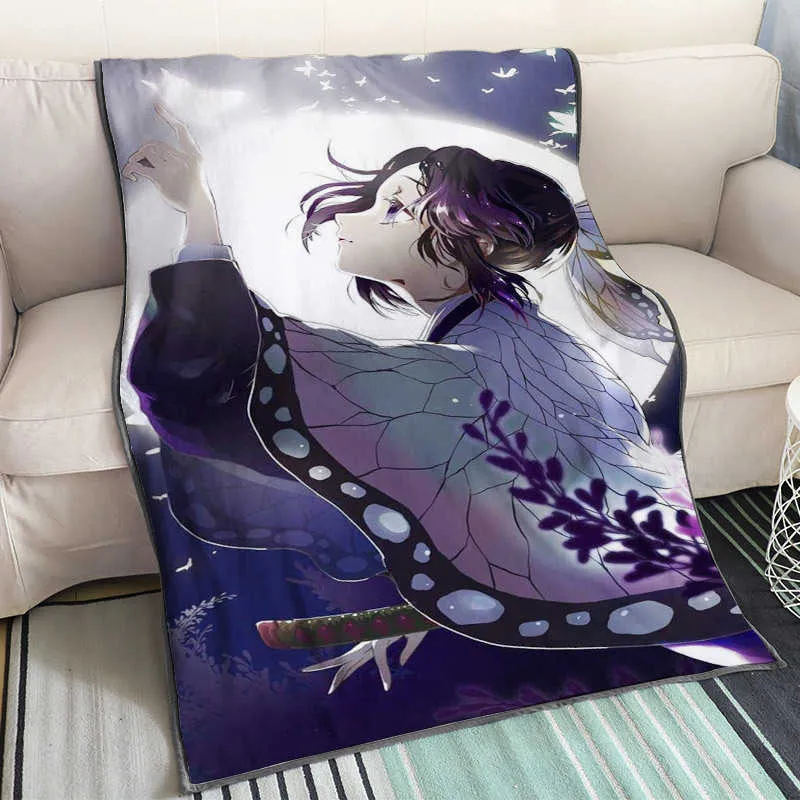Djävlar blad anime täcke hem dekorativ demon slayer kimetsu no yaiba tanjirou nezuko sommarfilt för barn sängkläder 201111303l