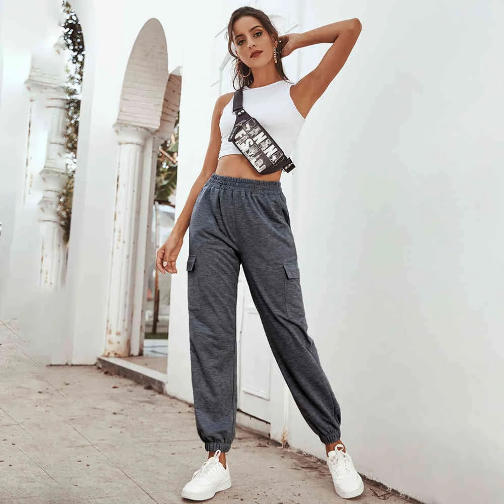 Wonder High Waist Casual Baggy Sports Joggers Sweatpants TrackSuit Trousers Fall Spring Trendy Womens Clothing 210510