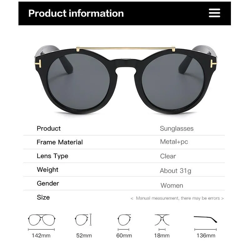 Sonnenbrille Lioumo Fashion Double Bridge Design Runde für Männer Frauen Vintage Cat Eye Driving Brille UV400 Trendy Shades Gafas Sol292b
