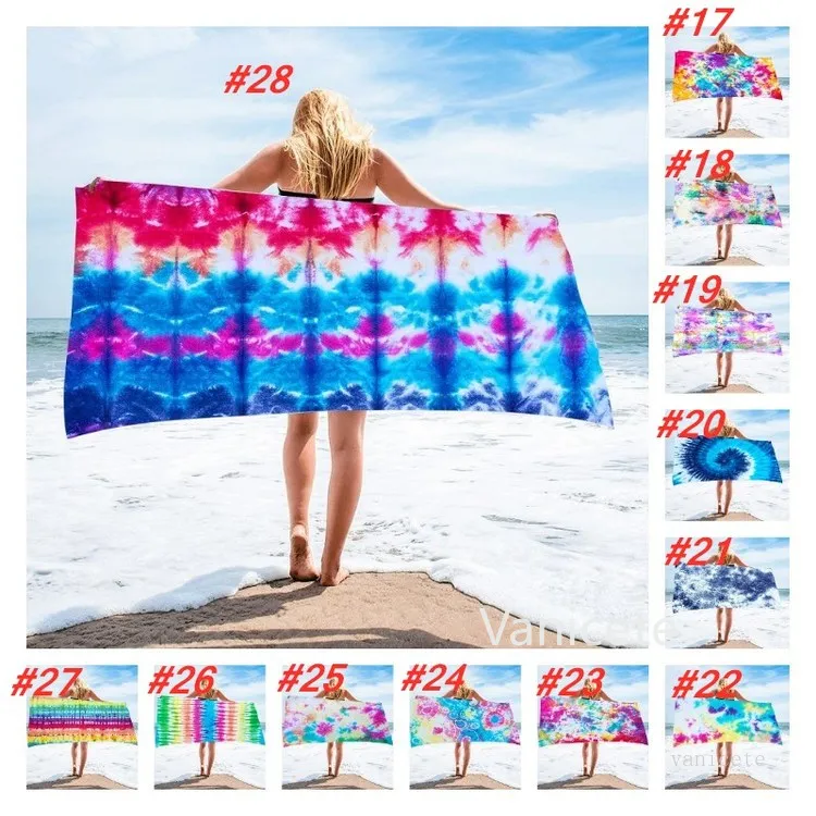 150*75 cm 28 couleur microfibre carré serviette de plage polyester matériel cravate teint serviette série pour Textiles de maison T2I51828