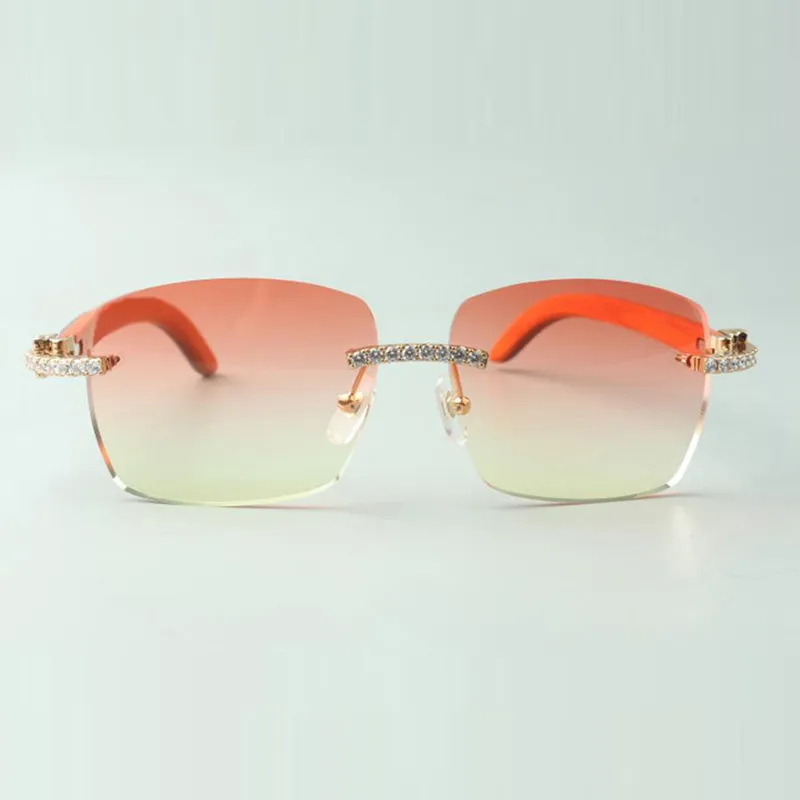 Direct's Endless Diamond Sonnenbrille 3524025 mit orangefarbenen Holzbügeln, Designerbrillengröße 18-135 mm215e