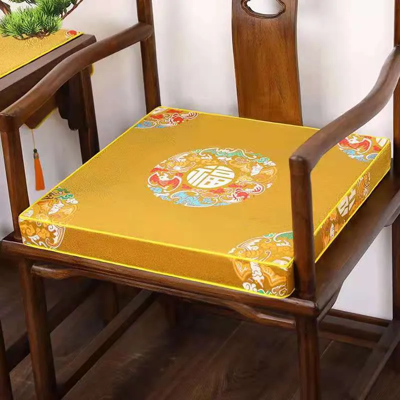 Anpassad tjock 4cm kinesisk lycka till silkebrokadstolskuddar för soffa fåtölj armbåge armbåge matstol pad heminredning anti-halk s2945