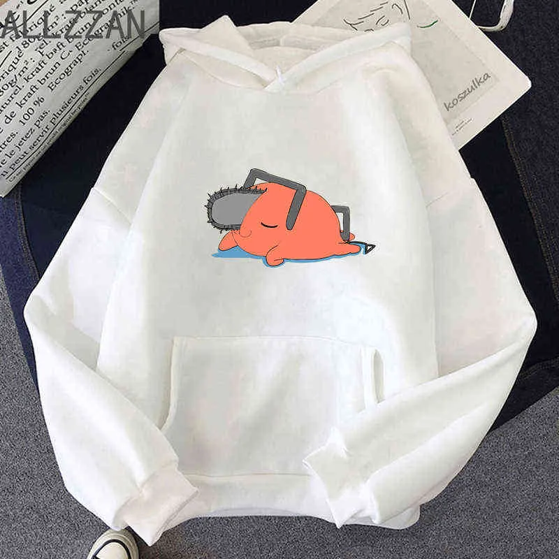 Kawaii Sıcak Japon Anime Pochita Testere Adam Hoodies Erkekler Harajuku Komik Karikatür Grafik Hoody Hip Hop Tişörtü Erkek Y1121 Tops