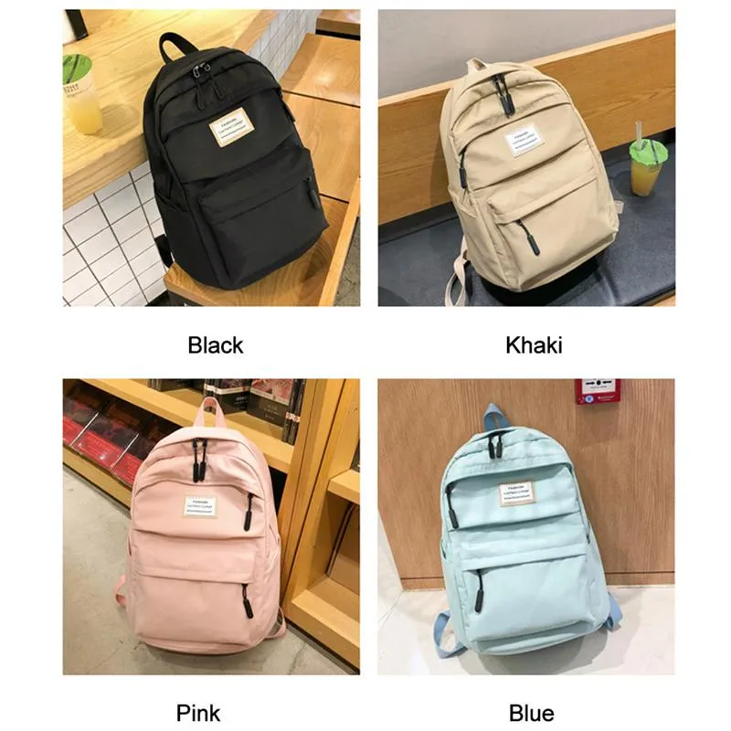 Bags da escola Adolescente da faculdade para meninas grandes Oxford Backpack Women Book Bag Big Teen School Sagra Khaki Leisure 20222225f