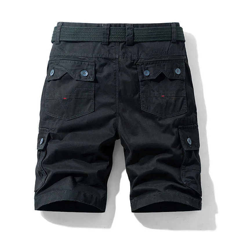 Oiata Mannen Zomer Casual Vintage Klassieke Zakken Losse Fit Cargo Shorts Uitloper Mode Twill 100% Katoen 210714