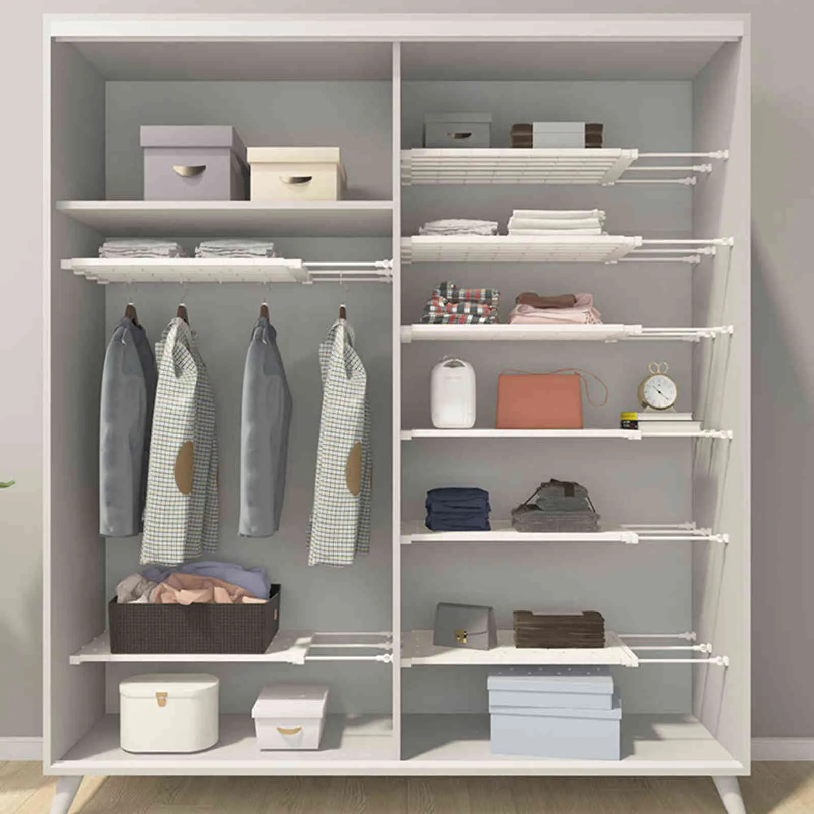 Adjustable Closet Organizer Shelf Wardrobe Storage Rack Retractable shelves Organiser For closet organizer 2111022126319