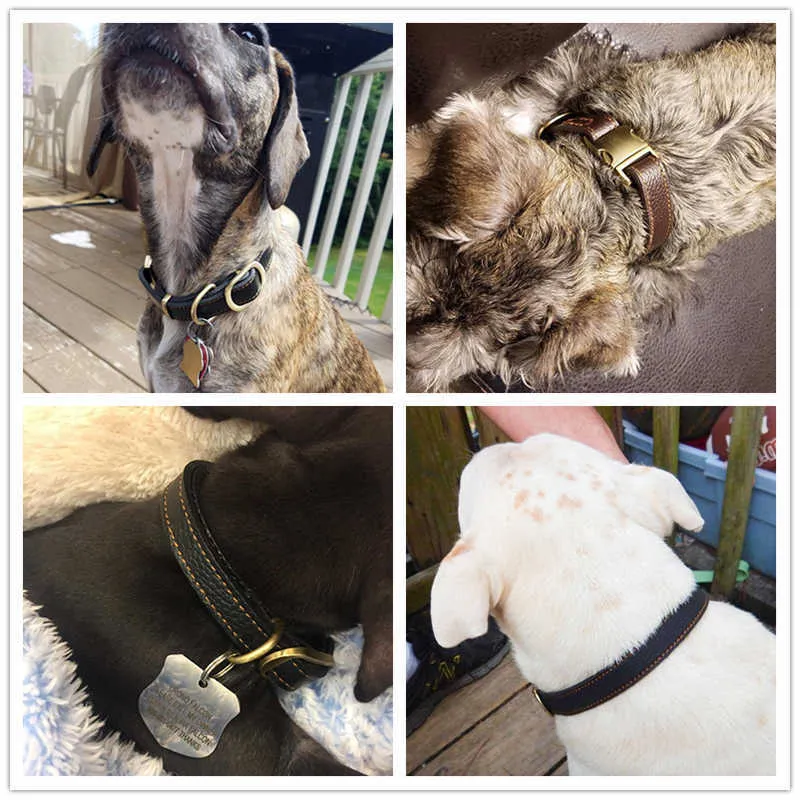 Benepaw Hundehalsband aus echtem Leder, hochwertig, handgefertigt, stark, bequem, Metallschnalle, Haustierhalsband für kleine, mittelgroße und große Hunde 210712