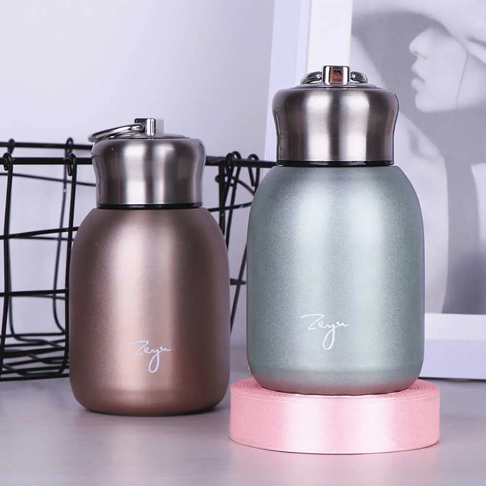 300ml Creative Mini Coffee Vacuum Flasks Lovely Stainless Steel Thermos Portable Travel Water Bottle Cups Kitchen Tools 210615