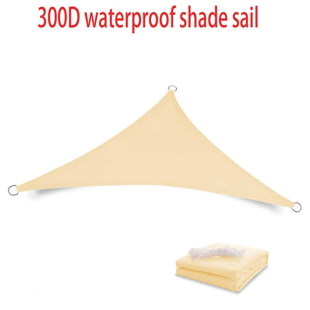 Auvent triangle de voile d'ombrage beige-protection UV de qualité commerciale robuste, adapté à la cour extérieure jardin arrière Y0706